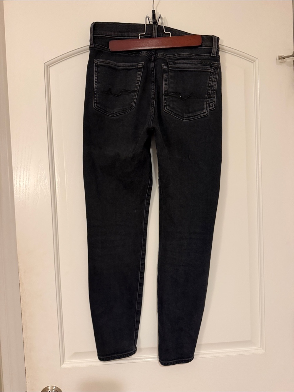 7 For All Mankind Black Skinny Jeans - Classic Slim Fit